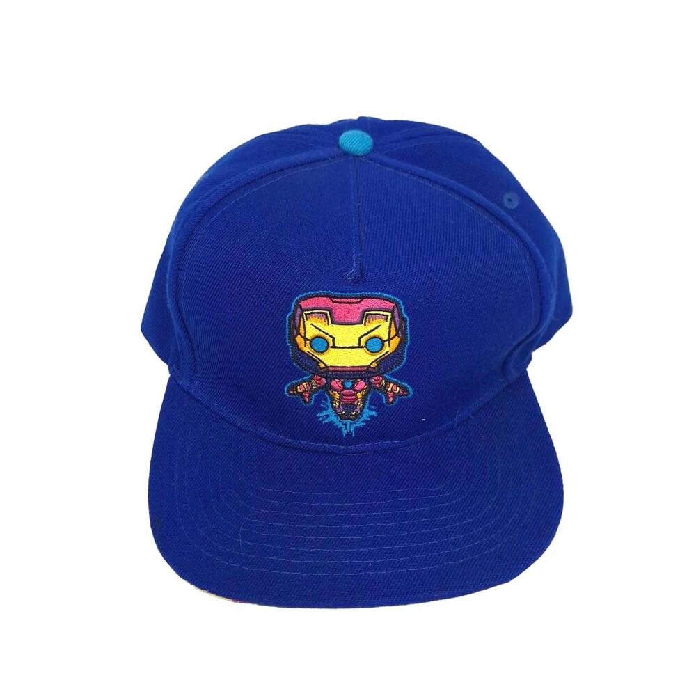 Marvel Funko Iron Man Flat Rim‎ Blue Snapback Baseball Hat One Size Excellent